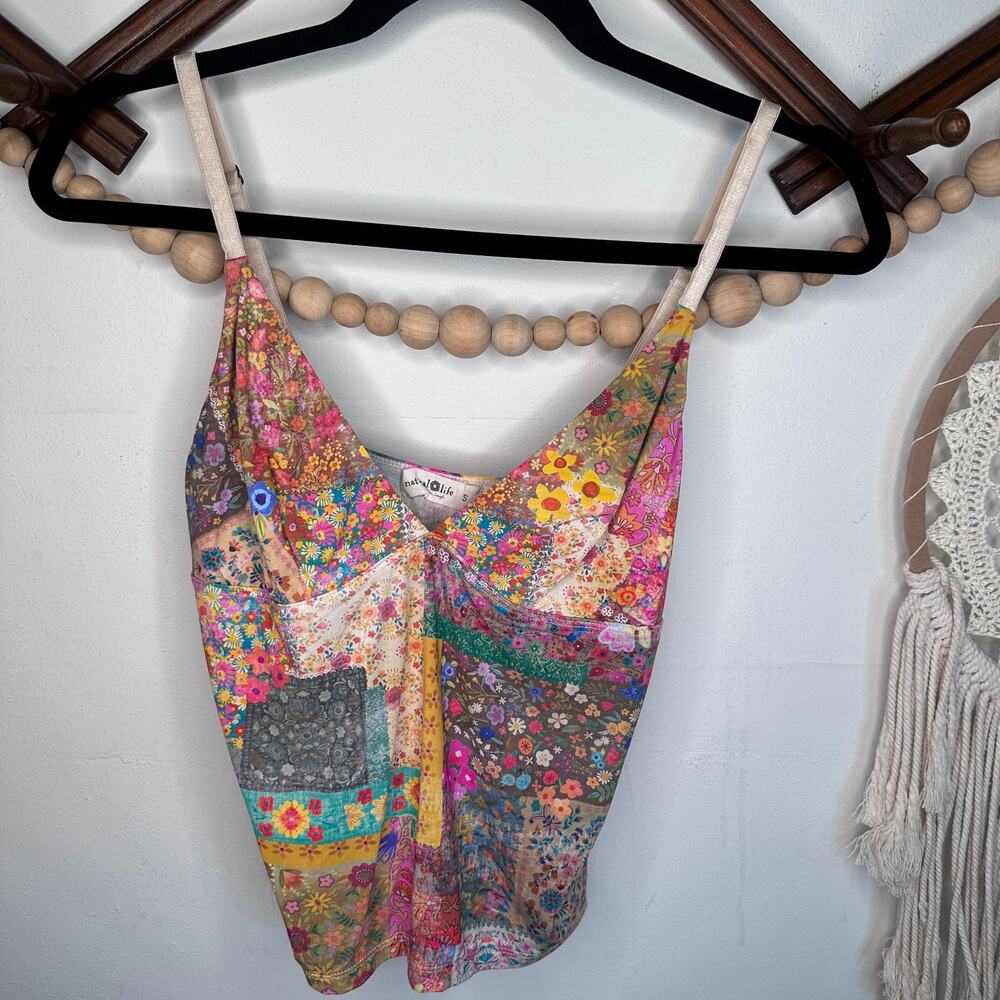 Natural Life Multicolor Patchwork Boho Cami Tank